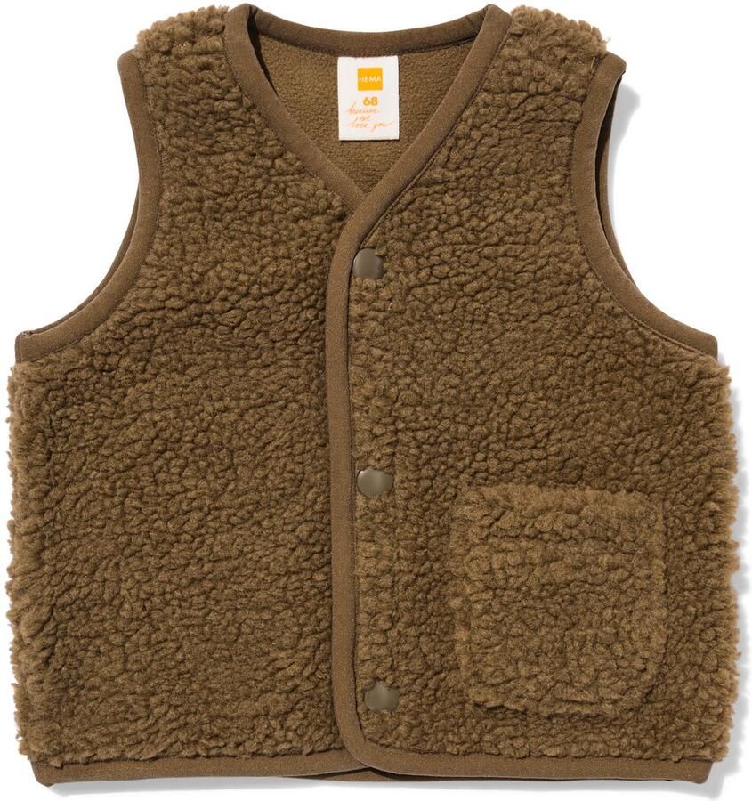 HEMA Babygilet Teddy Olijf (olijf)