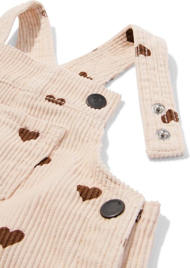 HEMA Babyjumpsuit Corduroy Hartjes Ecru (ecru)