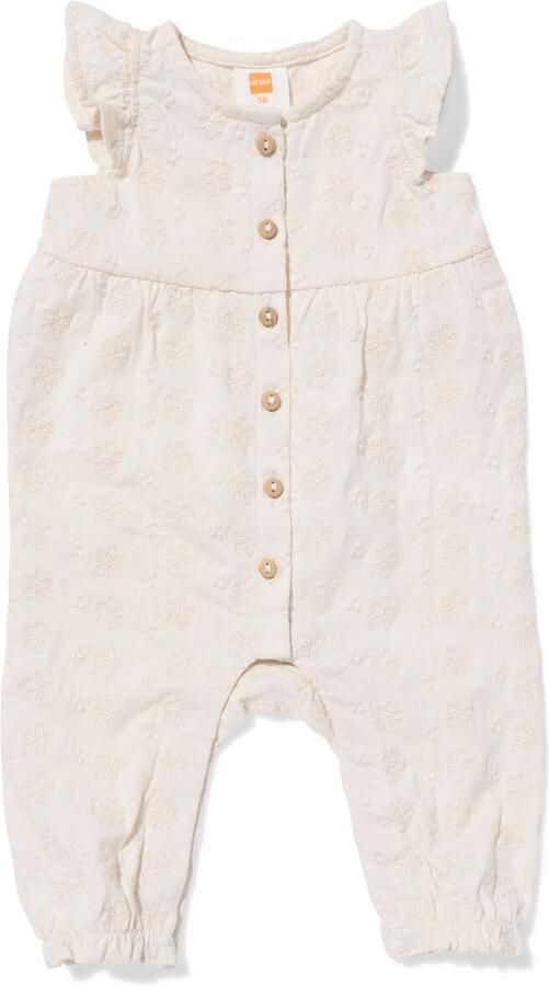 HEMA Babyjumpsuit Jersey Geborduurd Gebroken Wit (gebroken wit)