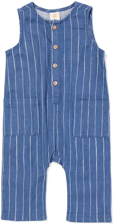 HEMA Babyjumpsuit Linnen Strepen Blauw (blauw) - Foto 2