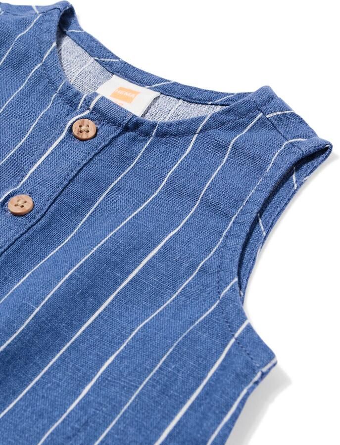 HEMA Babyjumpsuit Linnen Strepen Blauw (blauw)