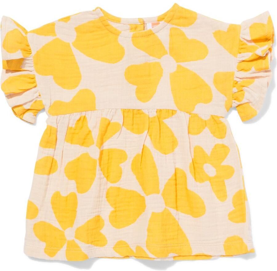 HEMA Babyjurk A-lijn Mousseline Bloemen Geel (geel) - Foto 2