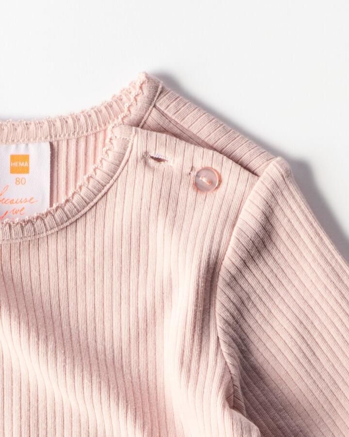 HEMA Babyjurk A-lijn Rib Tule Hartjes Roze - Foto 2