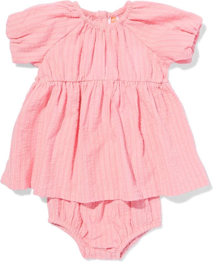 HEMA Babykledingset A-lijn Seersucker Strepen Roze (roze)