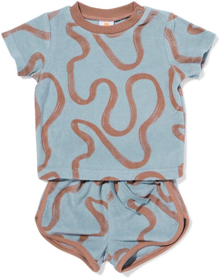 HEMA Babykledingset Badstof Abstract Blauw (blauw) - Foto 2