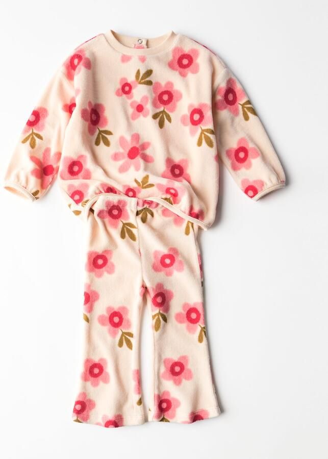 HEMA Babykledingset Badstof Bloemen Lichtroze