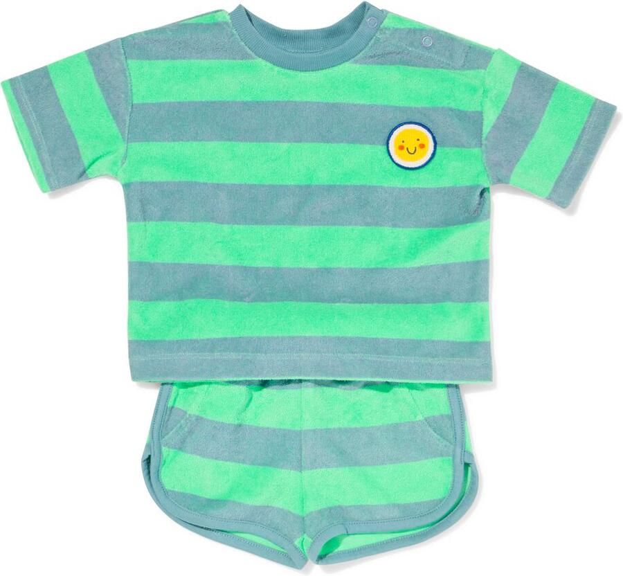 HEMA Babykledingset Badstof Strepen Felgroen (felgroen) - Foto 2