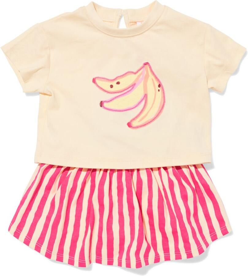HEMA Babykledingset Bananen Strepen Roze (roze)
