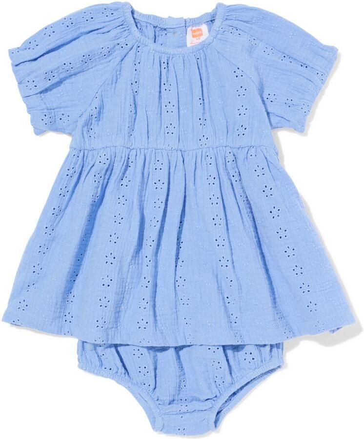 HEMA Babykledingset Broderie Blauw (blauw)