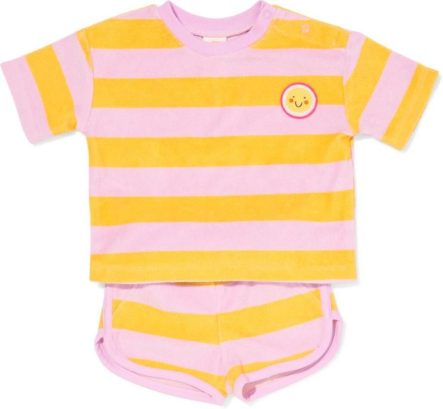 HEMA Babykledingset Comfy Fit Badstof Strepen Paars (paars) - Foto 2