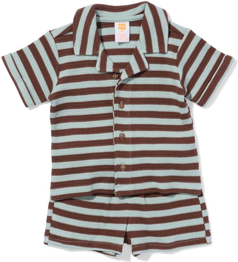 HEMA Babykledingset Comfy Fit Fijngebreid Strepen Blauw (blauw)