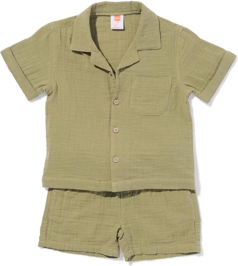 HEMA Babykledingset Comfy Fit Mousseline Groen (groen)