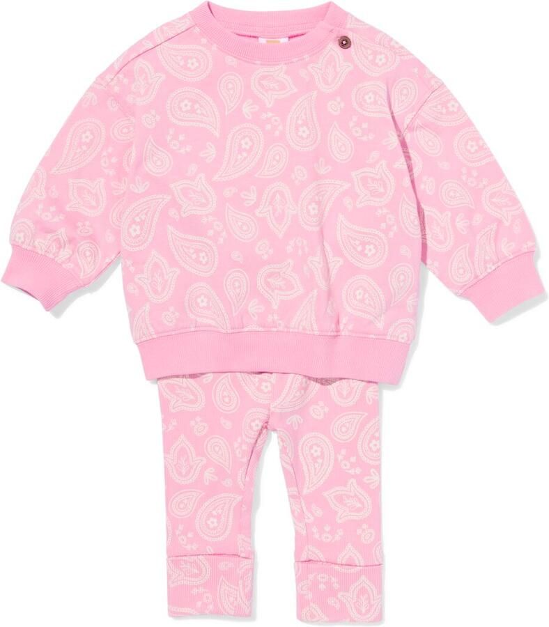 HEMA Babykledingset Comfy Fit Sweatstof Paisley Roze (roze) - Foto 2