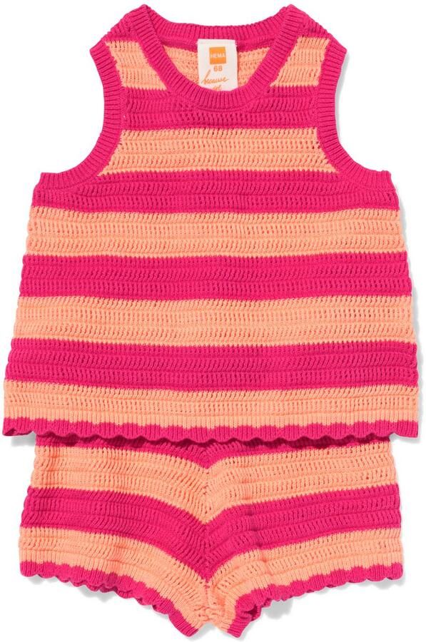 HEMA Babykledingset Gehaakt Strepen Roze (roze)