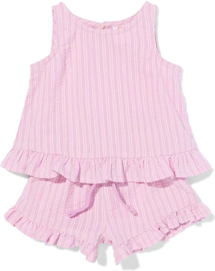 HEMA Babykledingset Seersucker Strepen Roze (roze)