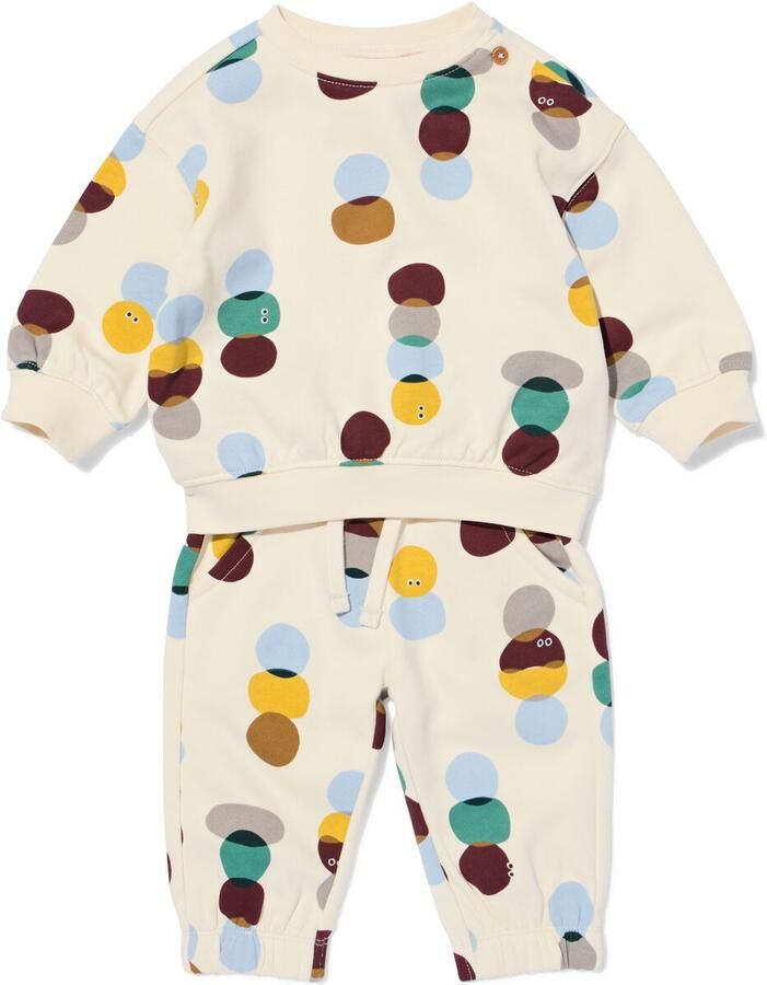 HEMA Babykledingset Sweatstof Abstract Ecru