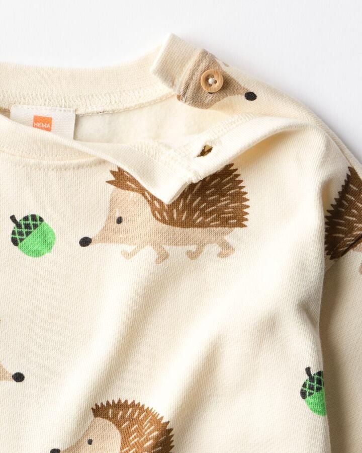 HEMA Babykledingset Sweatstof Egels Ecru - Foto 2
