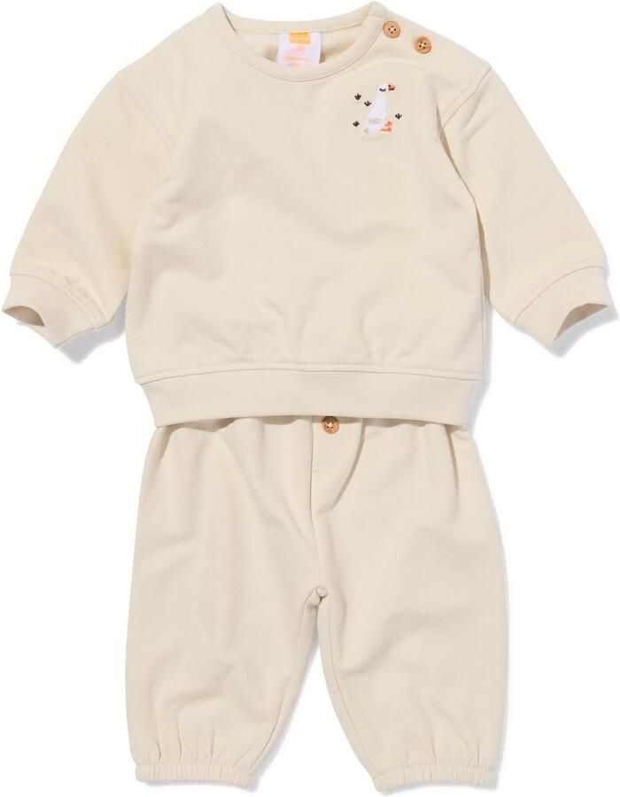 HEMA Babykledingset Sweatstof Ganzen Ecru (ecru)