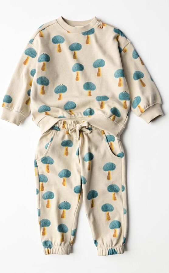HEMA Babykledingset Sweatstof Paddenstoelen Zand