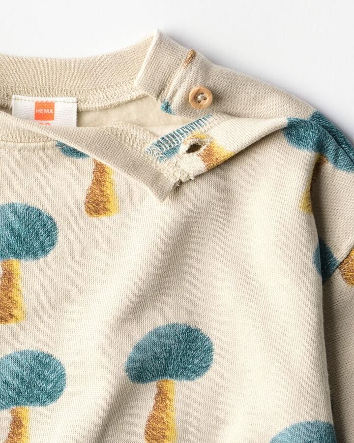 HEMA Babykledingset Sweatstof Paddenstoelen Zand - Foto 2