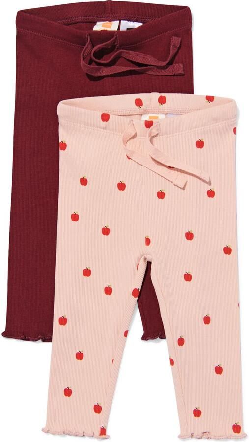 HEMA Babylegging Aansluitend Rib Appeltjes 2 Stuks Bordeauxrood (bordeauxrood)