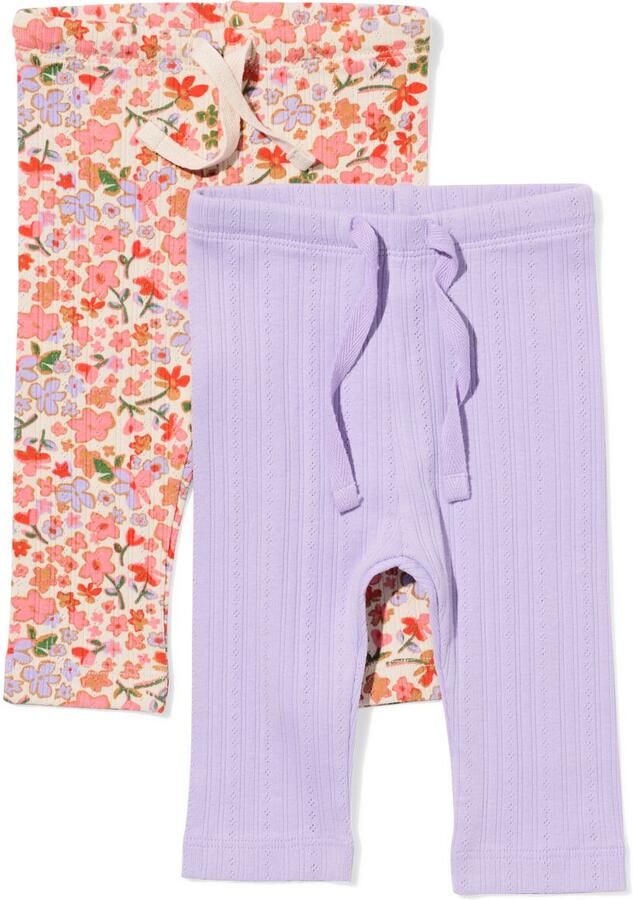 HEMA Babylegging Bloemen 2 Stuks Paars (paars) - Foto 2