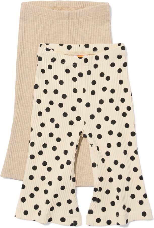 HEMA Babylegging Flared Fit Rib Stippen 2 Stuks Ecru (ecru)