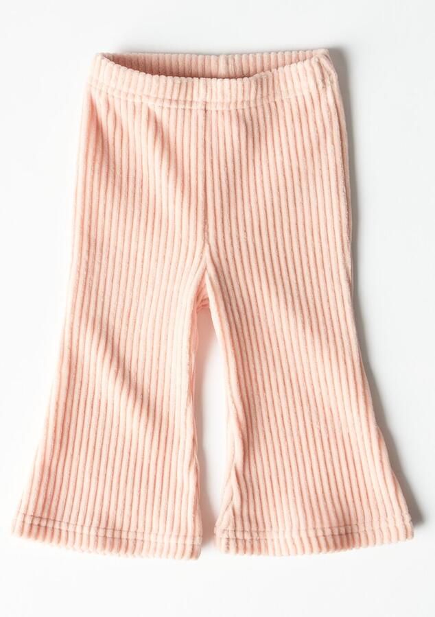 HEMA Babylegging Flared Fit Rib Velours Lichtroze