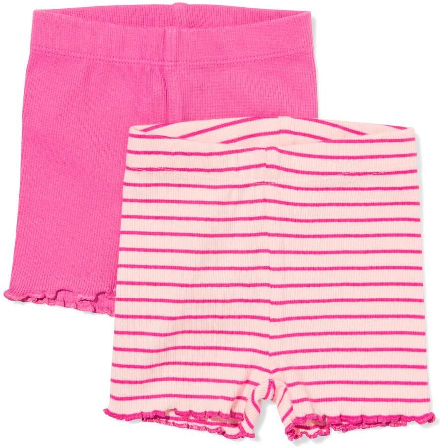 HEMA Babyleggings Rib Strepen 2 Stuks Roze (roze)