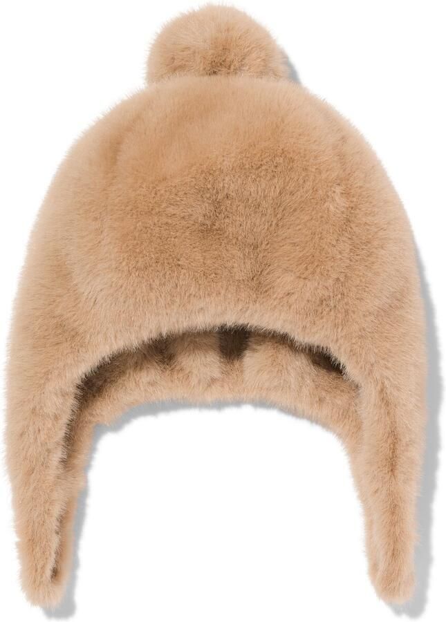 HEMA Babymuts Imitatiebont Pompon Taupe
