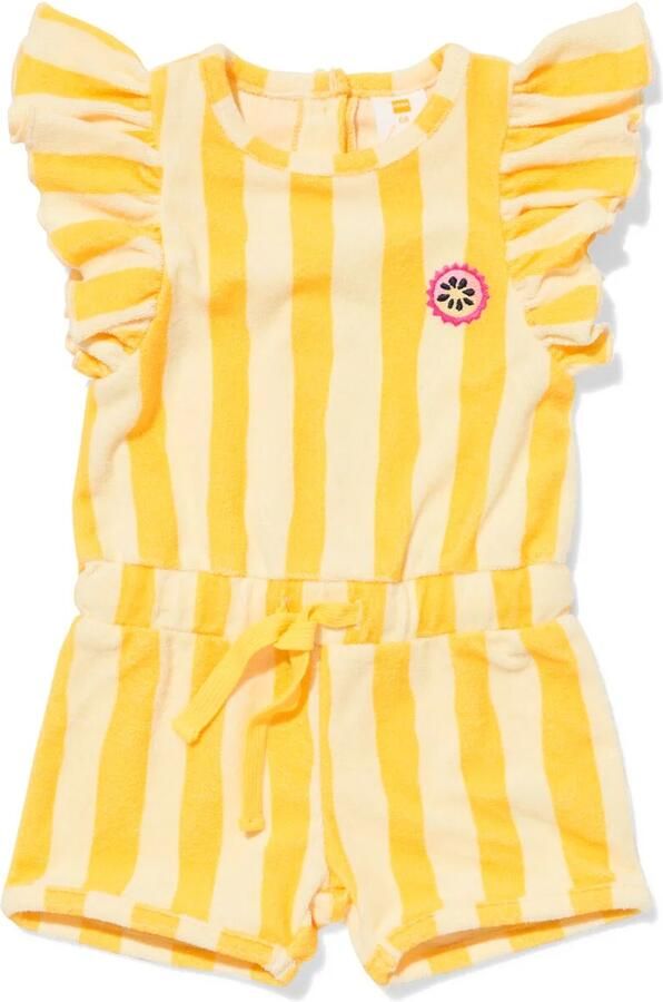 HEMA Babyplaysuit Badstof Strepen Geel (geel)