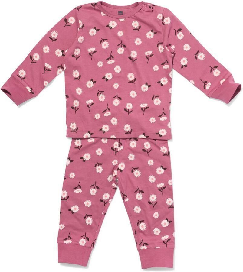 HEMA Babypyjama Bloemen Donkerblauw (donkerblauw)
