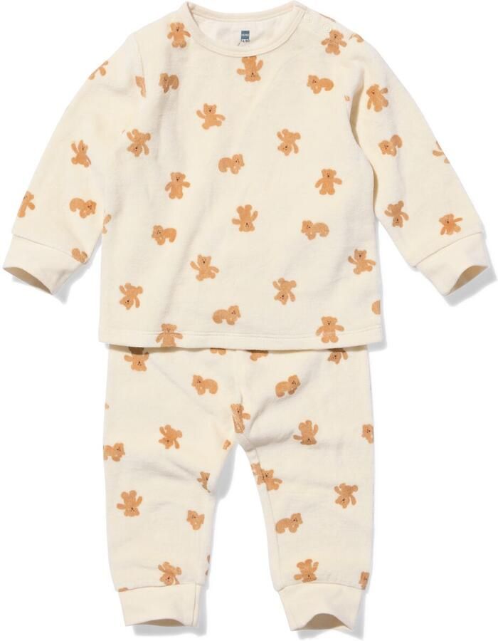 HEMA Babypyjama Velours Beren Naturel (naturel)