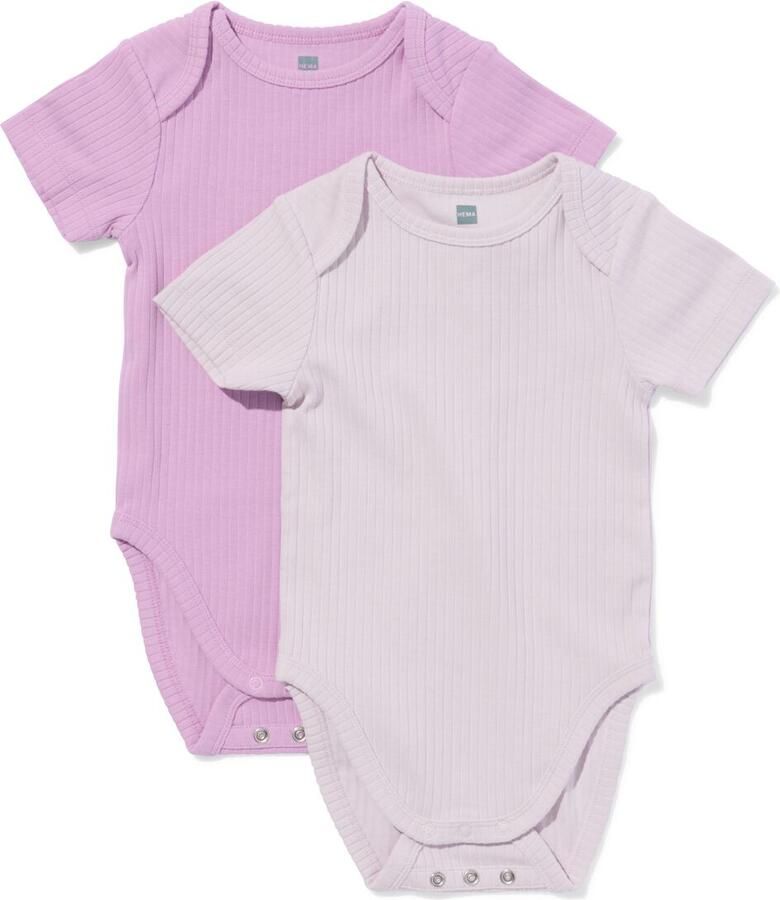 HEMA Babyromper LENZING™ ECOVERO™ Rib 2 Stuks Lila (lila)