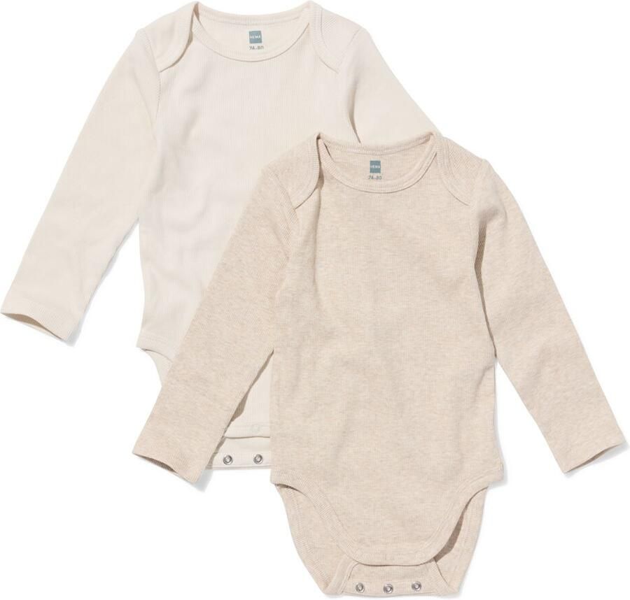 HEMA Babyromper LENZING™ ECOVERO™ Rib 2 Stuks Naturel (naturel)