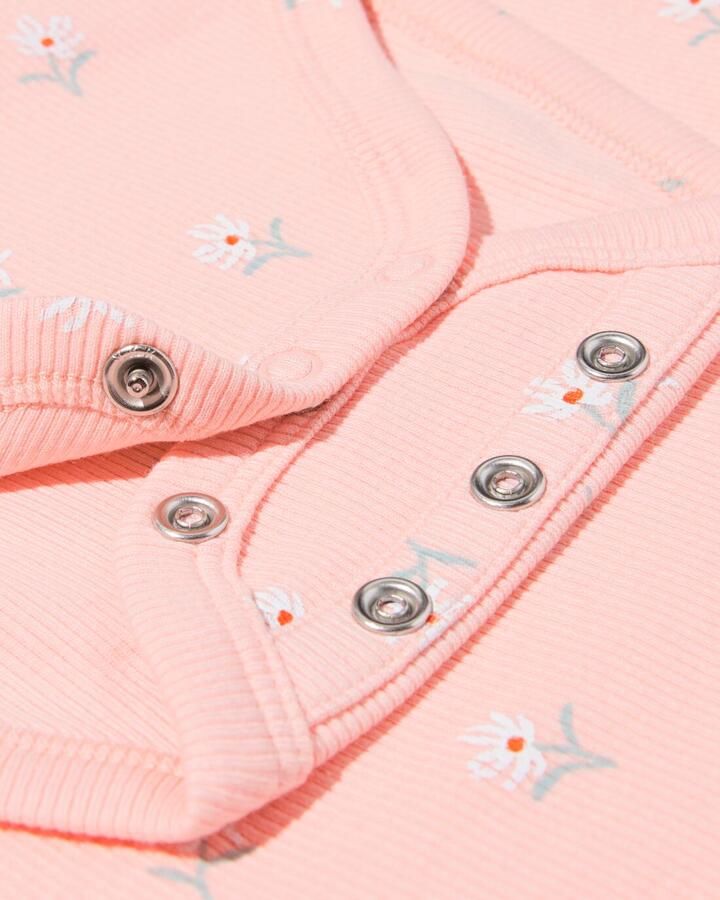 HEMA Babyromper LENZING™ ECOVERO™ Rib Bloemen Lichtroze (lichtroze) - Foto 2