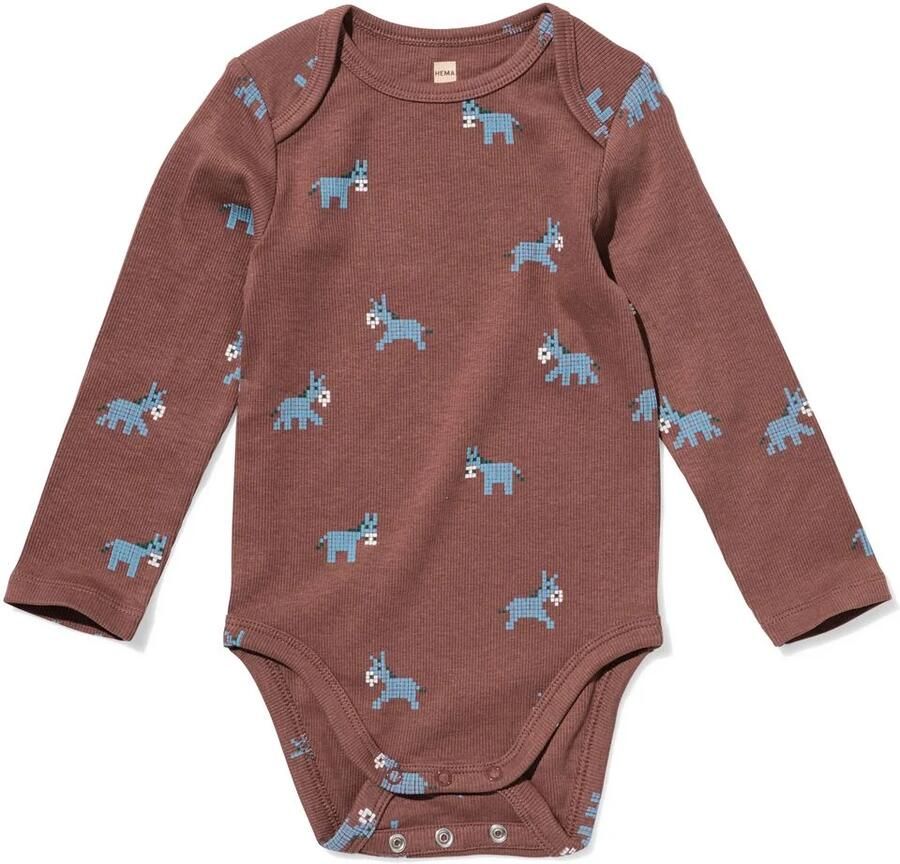 HEMA Babyromper LENZING™ ECOVERO™rib Dieren Bruin (bruin)