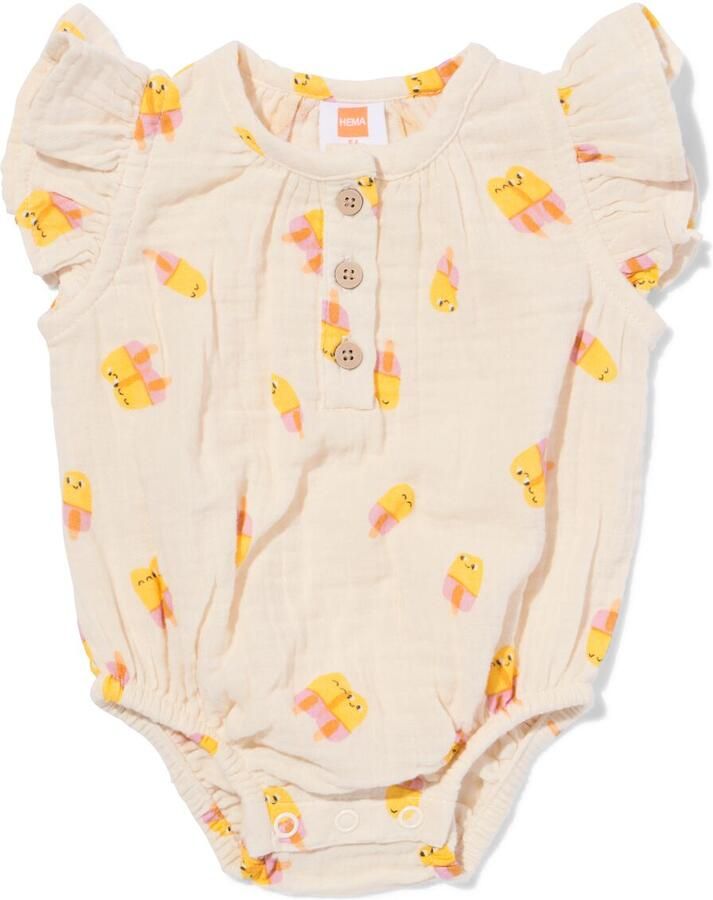 HEMA Babyromper Mousseline Ijsjes Ecru (ecru) - Foto 2
