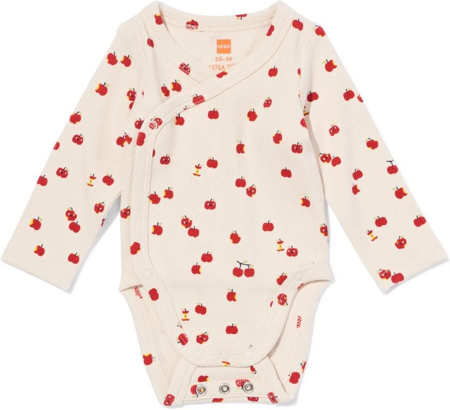 HEMA Babyromper Rib Fruit Ecru (ecru)