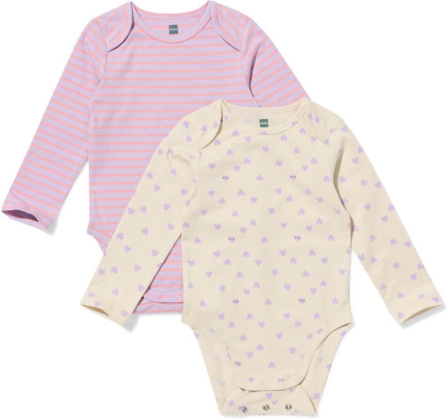 HEMA Babyromper Rib Hartjes 2 Stuks Lila (lila)