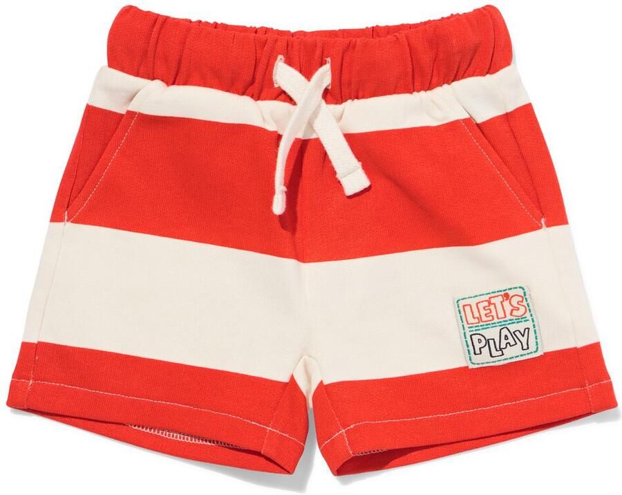 HEMA Babyshort Comfy Fit Sweatstof Strepen Rood (rood) - Foto 2