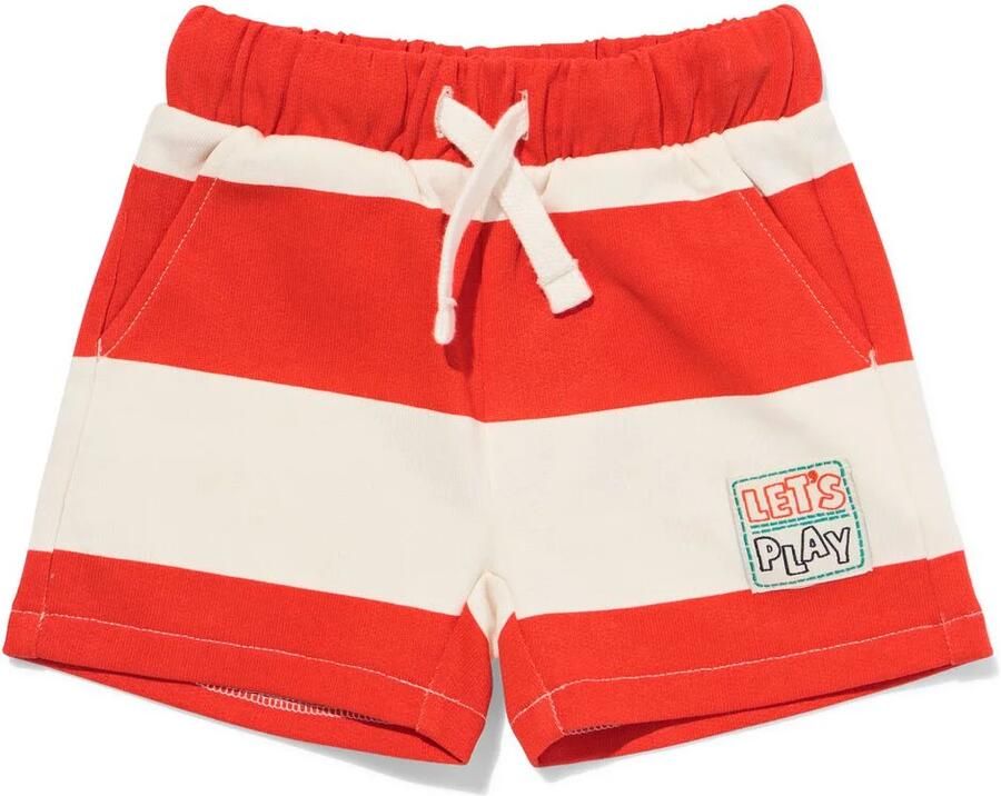 HEMA Babyshort Comfy Fit Sweatstof Strepen Rood (rood)