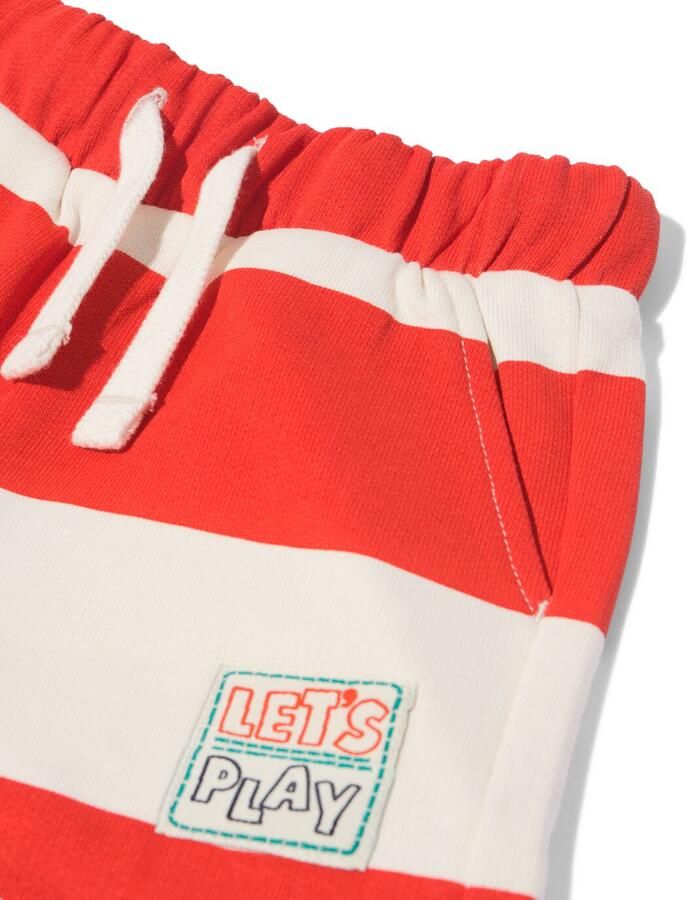 HEMA Babyshort Comfy Fit Sweatstof Strepen Rood (rood) - Foto 2
