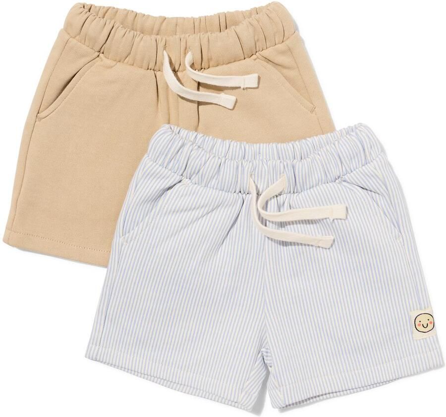HEMA Babyshorts Comfort Fit Sweatstof Strepen 2 Stuks Blauw (blauw) - Foto 2