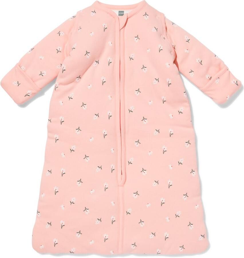 HEMA Babyslaapzak Met Afneembare Mouwen Katoen 3tog Bloemen Lichtroze (lichtroze)