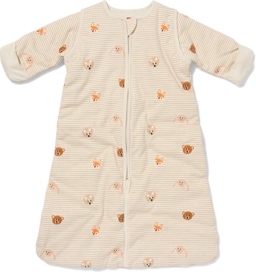 HEMA Babyslaapzak Met Afneembare Mouwen Katoen 3tog Dieren Naturel (naturel)