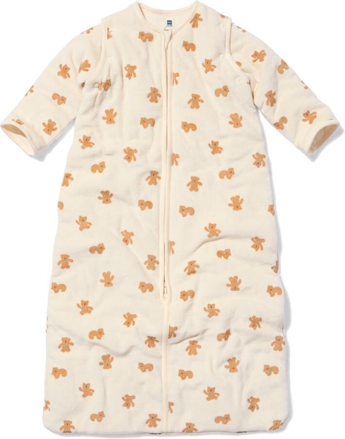 HEMA Babyslaapzak Met Afneembare Mouwen Velours 3tog Beren Naturel (naturel)
