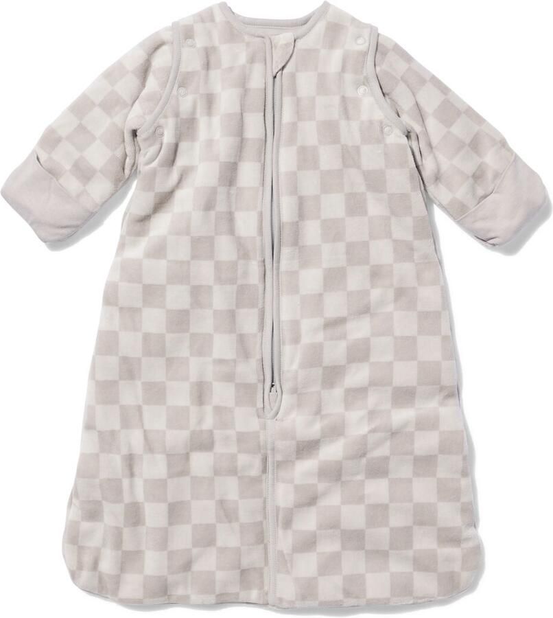 HEMA Babyslaapzak Met Afneembare Mouwen Velours 3tog Blokken Lichtgrijs (lichtgrijs)