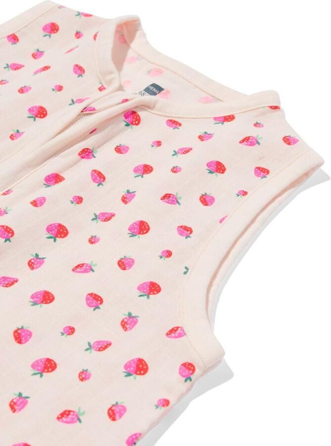 HEMA Babyslaapzak Mouwloos Mousseline 0.5tog Aardbeien Lichtroze (lichtroze)