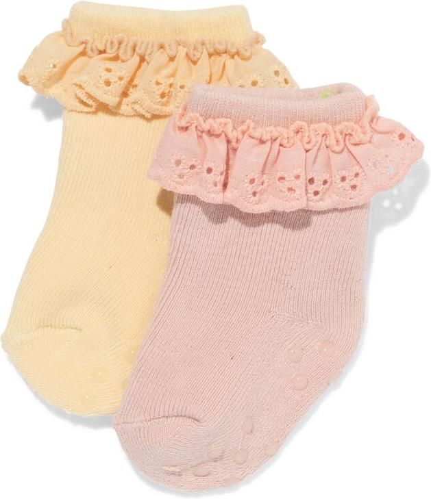 HEMA Babysokken Badstof Broderie 2 Paar Oudroze (oudroze) - Foto 2